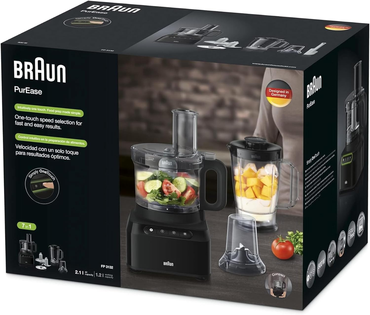 braun pureease food processor, 800 watts, black – international warranty – fp3132bk braun pureease food processor, 800 watts, black – international warranty – fp3132bk