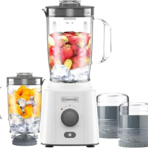 خلاط اكس فريش blp41.h0wh بقدرة 650 وات مع وعاء إضافي سعة 2 لتر ومطحنة ومبشرة وخاصية تكسير الثلج من كينوود، أبيض