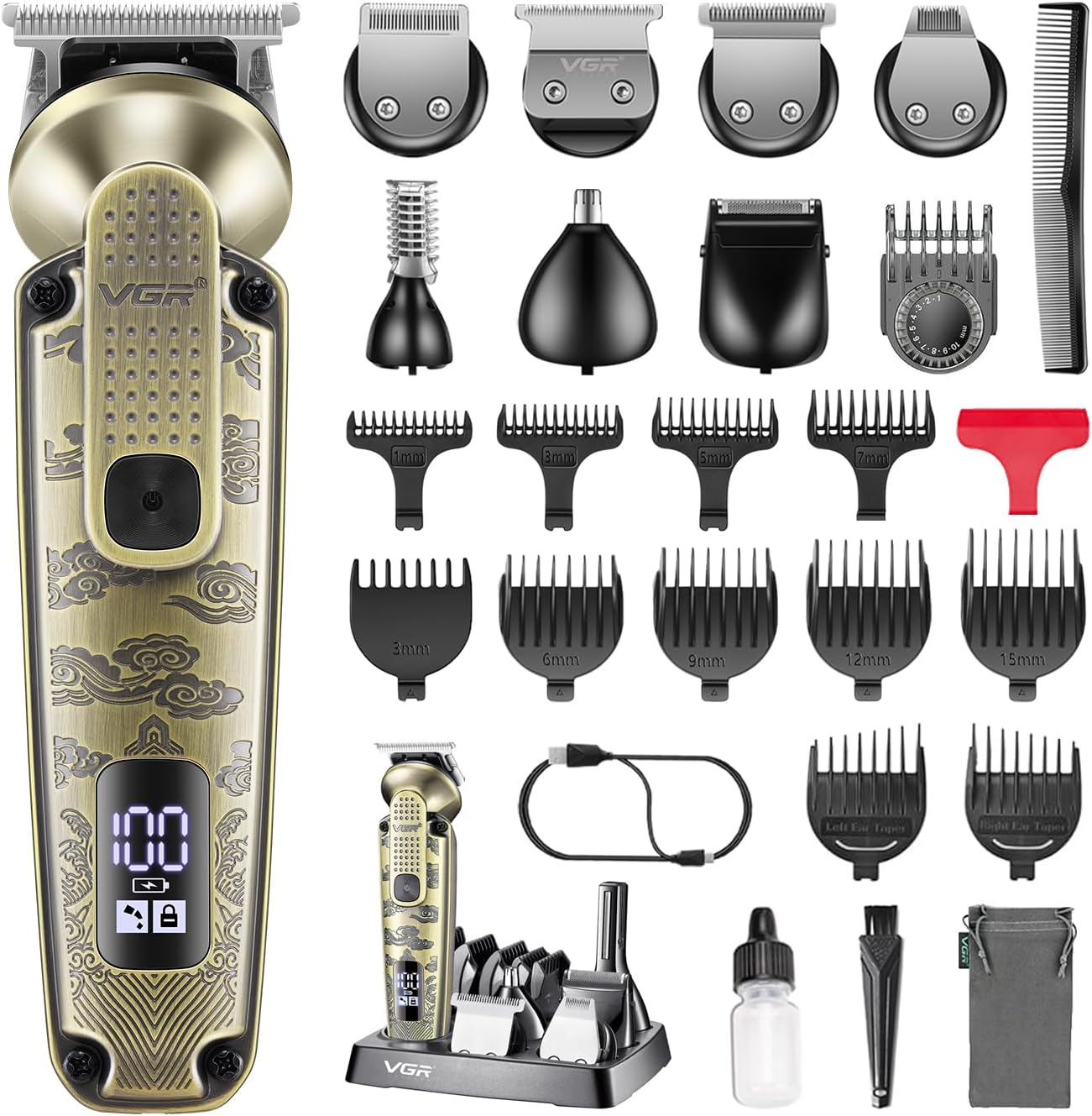 ماكينة حلاقة وتشذيب الذقن 7 في 1 للرجال 095 من في جي ار ماكينة حلاقة وتشذيب الذقن 7 في 1 للرجال 095 من في جي ار