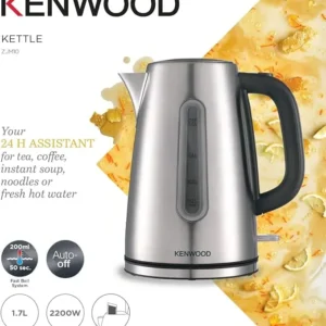 كينوود غلاية مياه، ستانلس ستيل، 2200 واط، 1.7 لتر، فلتر شبكي قابل للإزالة، zjm10.000ss،