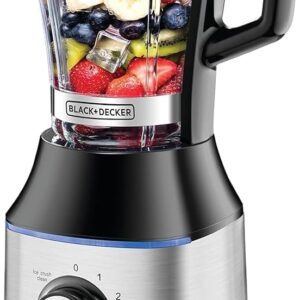 خلاط bx650g b5 فائق السرعة من بلاك اند ديكر بقدرة 700 وات دورق زجاجي، لون أسود/ فضي