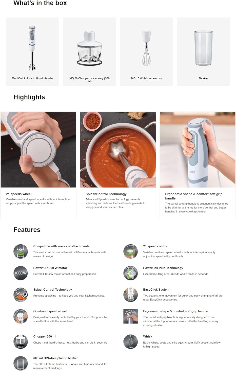 خلاط يدوي ملتي كويك 5 فاريو mq5235 wh من براون 1000 واط مع 21 سرعة خلاط يدوي ملتي كويك 5 فاريو mq5235 wh من براون 1000 واط مع 21 سرعة