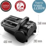 باناسونيك مكنسة كهربائية بدون كيس mc cl609he47 بقدرة 2200 واط، فلتر قابل للغسل