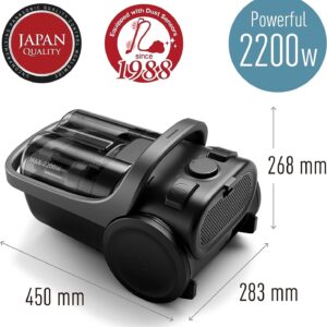 باناسونيك مكنسة كهربائية بدون كيس mc cl609he47 بقدرة 2200 واط، فلتر قابل للغسل