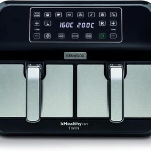 قلاية هوائية ديجيتال مزدوجة من كينوود مقاس x l بسعة 4 لتر + سعة وزن 1.7 كجم + بتقنية دوال زون وقلي مزدوج hfm75.000mb